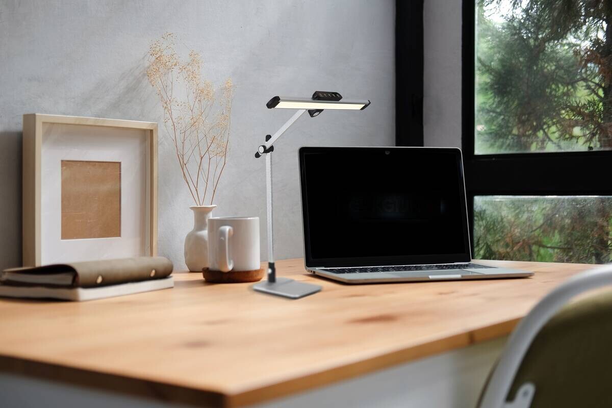 GLOBO LED-Tischleuchte silber schwarz Kunststoff Aluminium B/H/T: ca. 50x61,2x36,8 cm