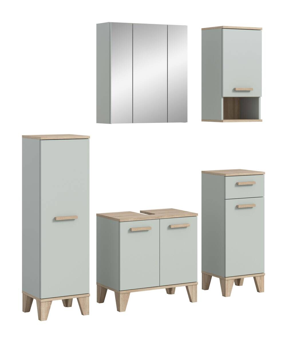 Badezimmer-Set STAR hellgrün Eiche hell Nachbildung B/H/T: ca. 158x190x34 cm