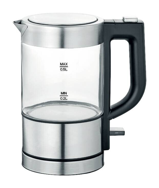 Emerio Wasserkocher WK-133540.1 silber Edelstahl Glas B/H/L: ca. 10,5x19,3x17,4 cm ca. 0,5 l