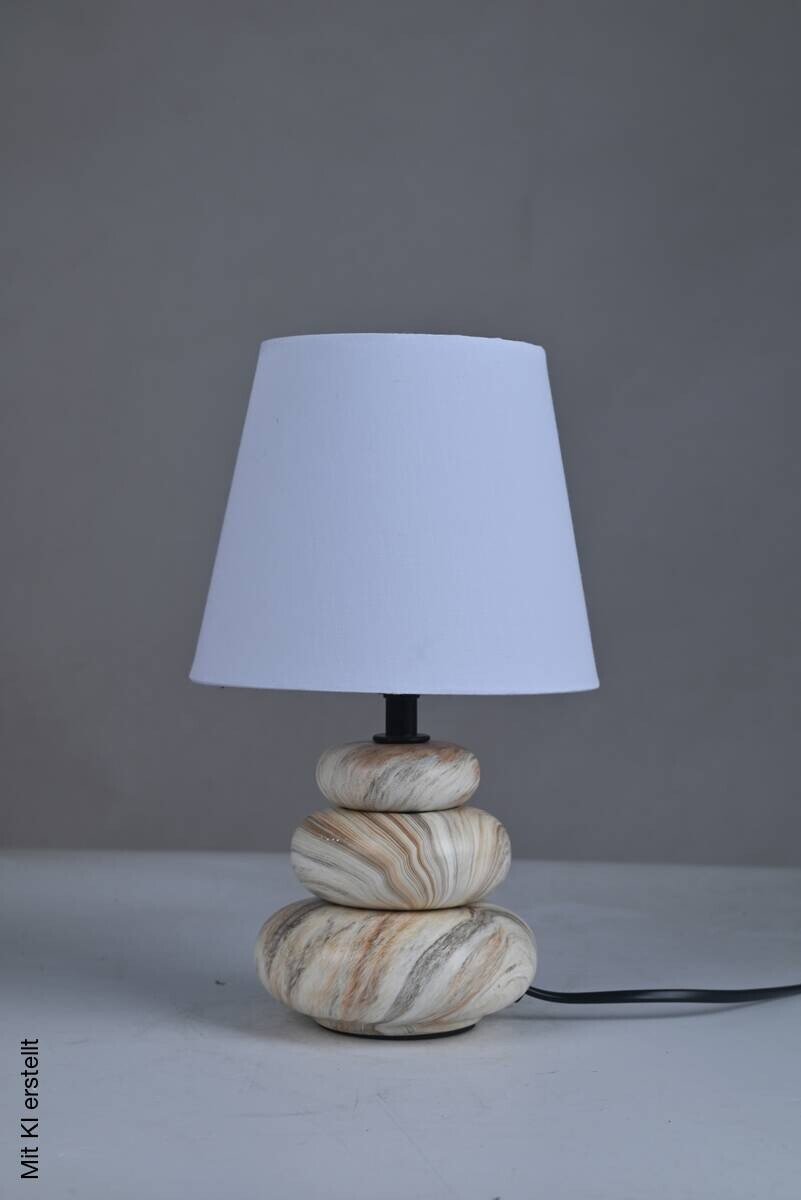 POCOline Keramik Tischleuchte Adriana beige braun weiß Keramik B/H/L: ca. 16,5x17,5x16,5 cm E14 1 Brennstellen