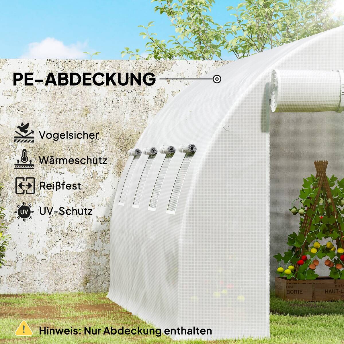 Outsunny Gewächshausfolie B/H/T/L: ca. 300x200x300x400 cm weiß