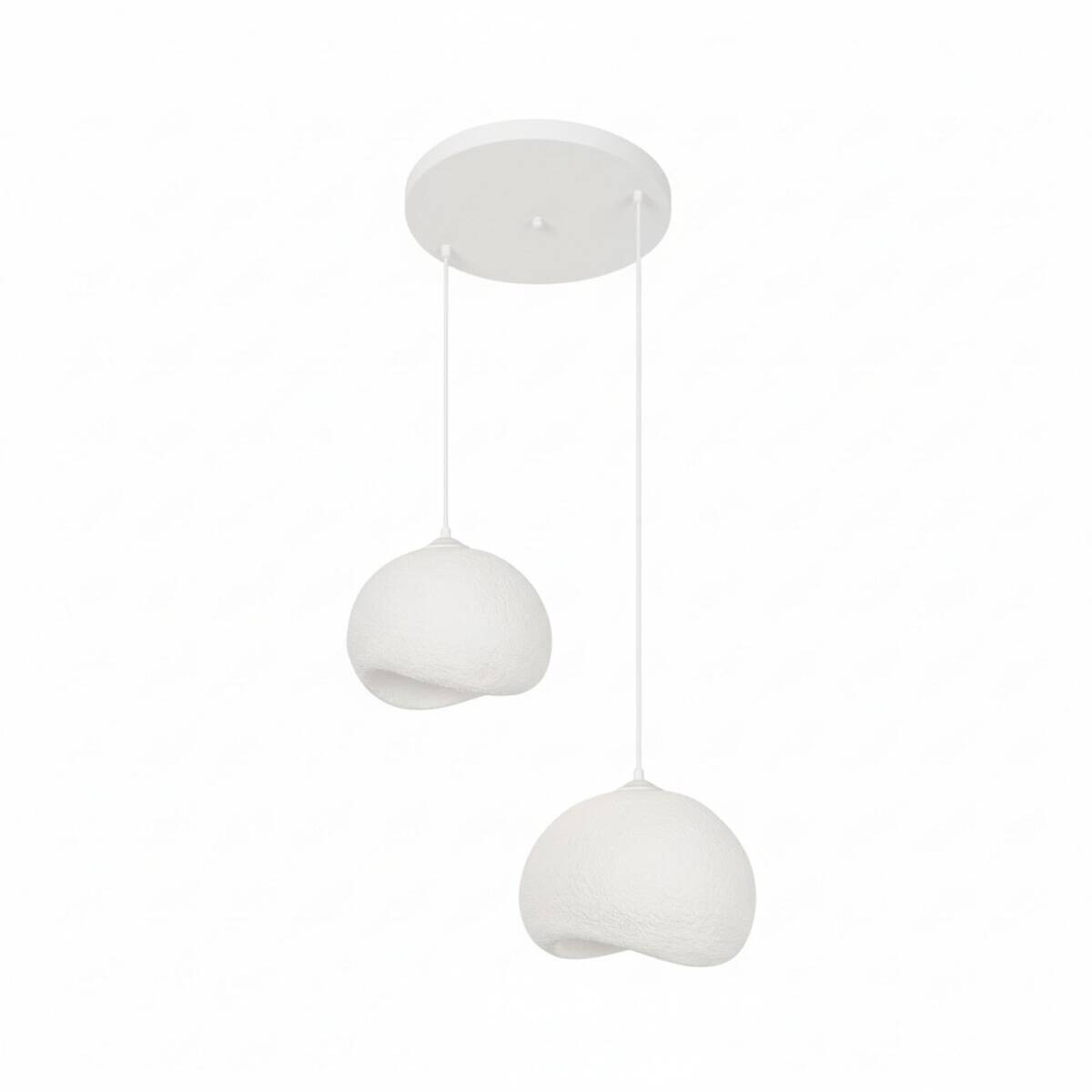 Opviq Pendelleuchte Yontu-15852-A weiß Metall Polyester-Mischgewebe B/H/L: ca. 29x120x34 cm E27 2 Brennstellen