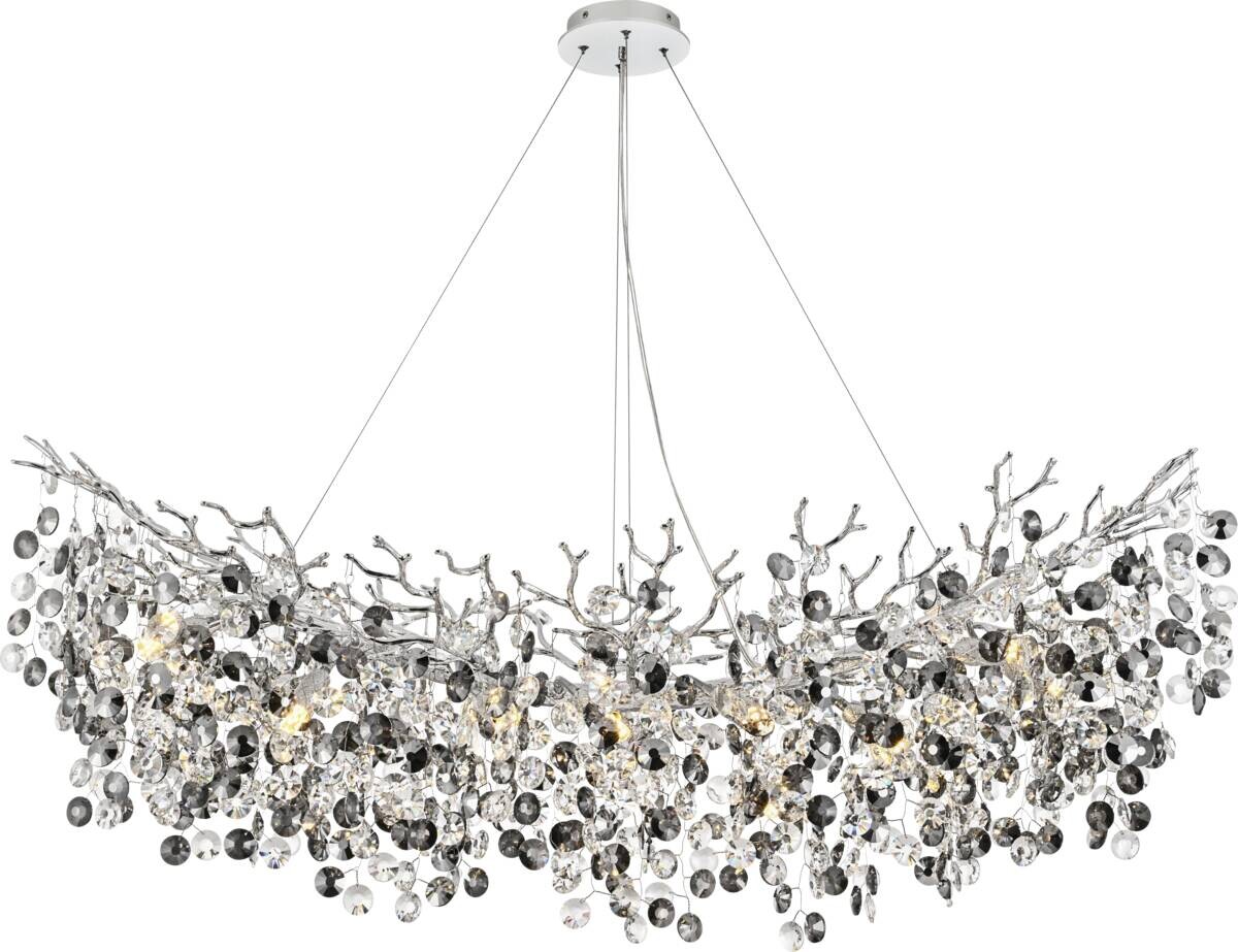 GLOBO Pendelleuchte Eleonore Chrom Metall Acryl B/L: ca. 160x100 cm E14 10 Brennstellen