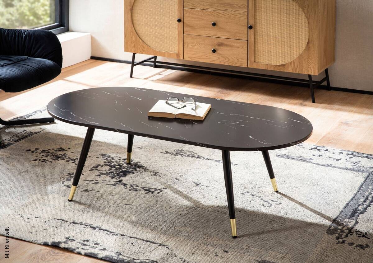 Couchtisch schwarz Marmor Optik B/H/T: ca. 120x42x60 cm