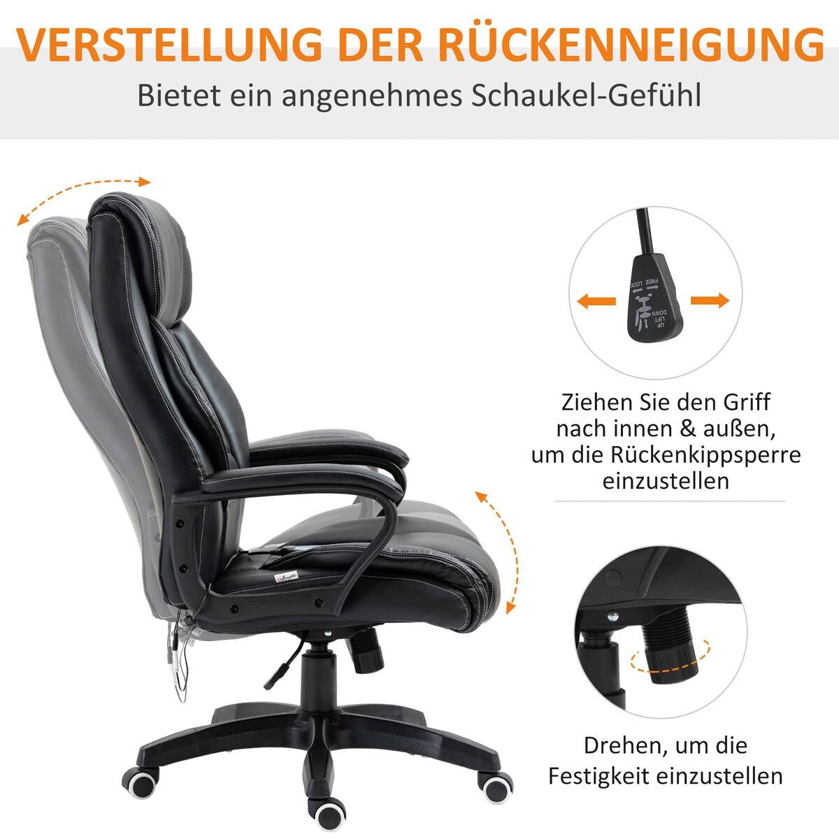 Chefsessel 921-321 schwarz Kunstleder Nylon Kunststoff