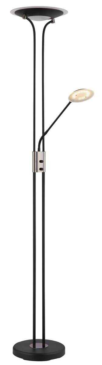GLOBO Stehlampe mattschwarz Chrom Satiniert Glas Metall H/D: ca. 180x30 cm 2 Brennstellen