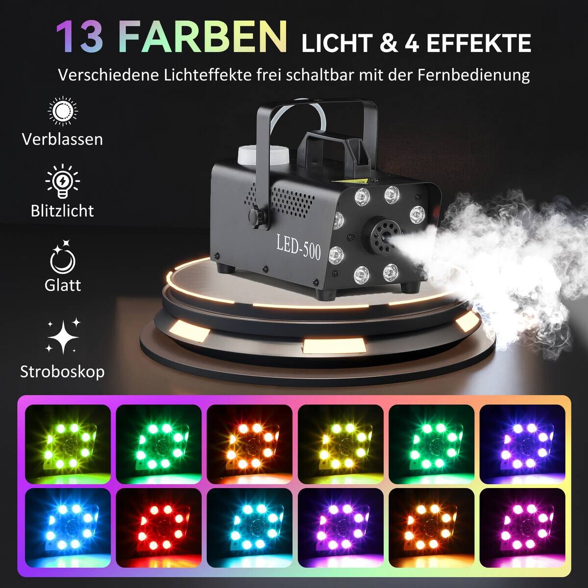 HOMCOM Nebelmaschine schwarz Kunststoff B/H/L: ca. 12x14x24 cm