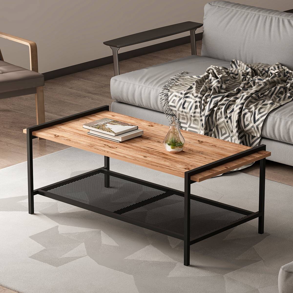 Couchtisch Lara walnuss Nachbildung schwarz B/H/T: ca. 120x45x60 cm