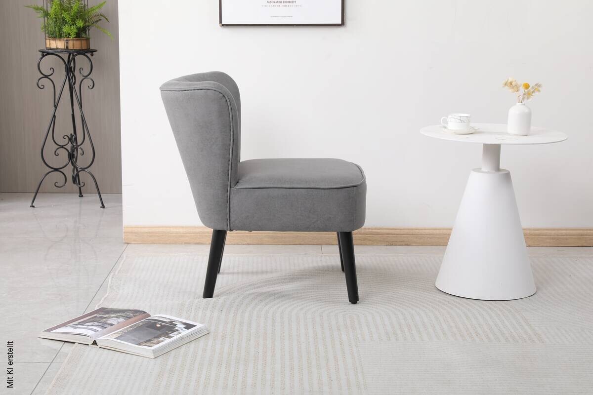 Sessel Emily grau Vintage Microfaser B/H/T: ca. 57x76x72 cm