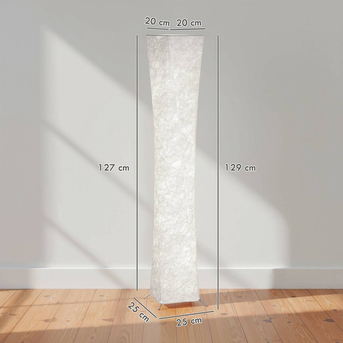 HOMCOM Stehleuchte silber weiß Kunststoff Stahl B/H/L: ca. 25x129x25 cm