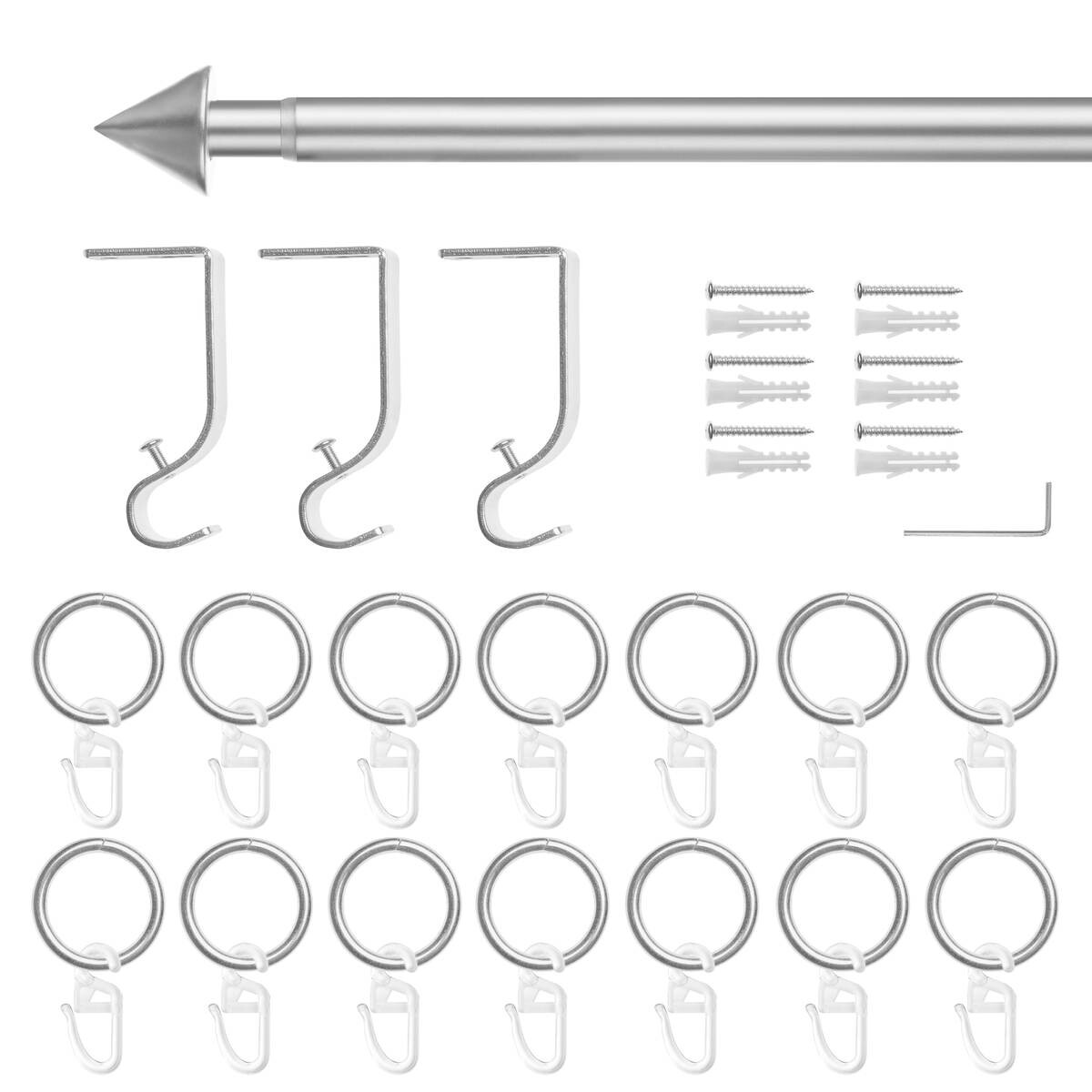 LICHTBLICK Gardinenstange Kegel Chrom Metall D: ca. 2 cm ausziehbar von ca. 130 bis 240 cm 1.0 Läufe