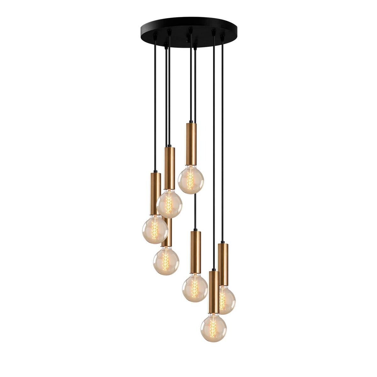 Opviq Pendelleuchte Tempo bronze Metall B/H/T/L/D: ca. 40x136x40x40x40 cm E27 7 Brennstellen