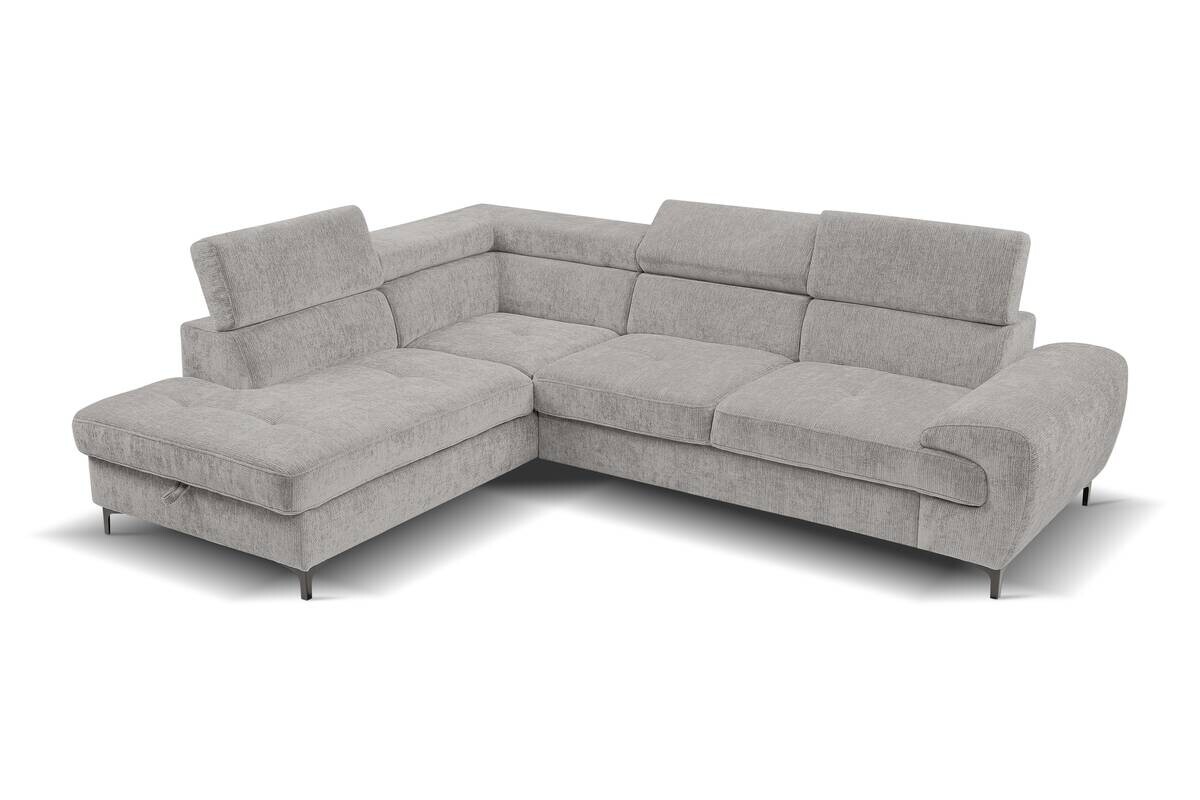 Ecksofa mit Bettfunktion und Bettkasten grau Microfaser B/H/T: ca. 256x73x202 cm