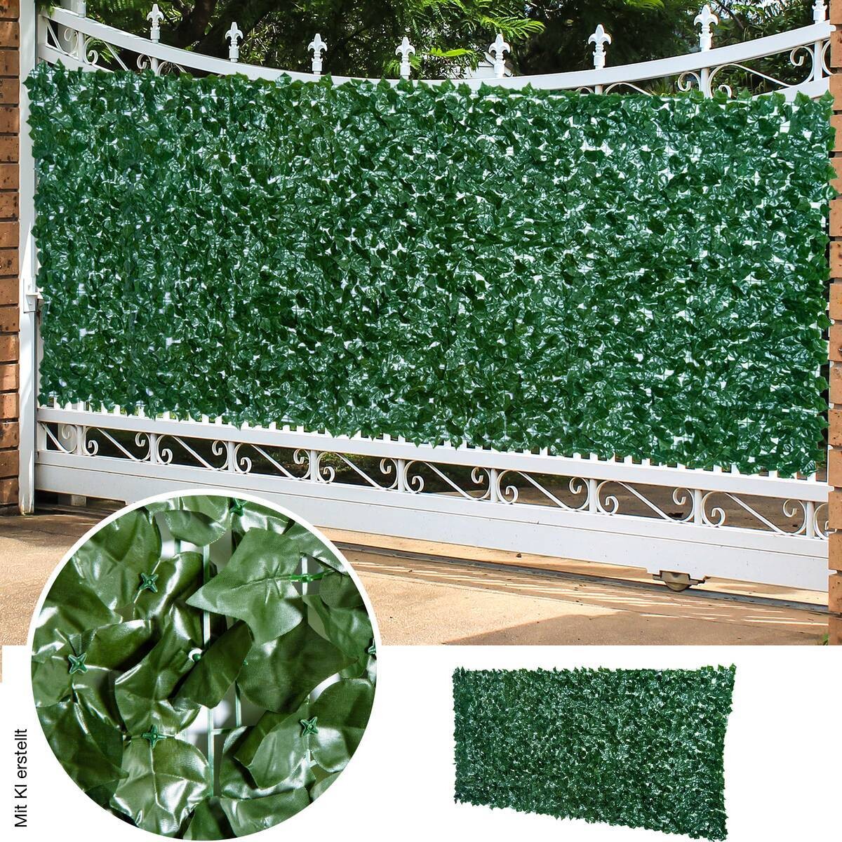Outsunny Sichtschutzhecke dunkelgrün Stoff H/L: ca. 150x300 cm