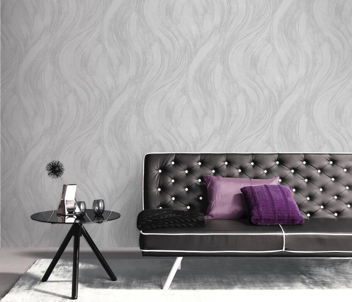 Erismann Vliestapete Wellen grau silber B/L: ca. 53x1005 cm