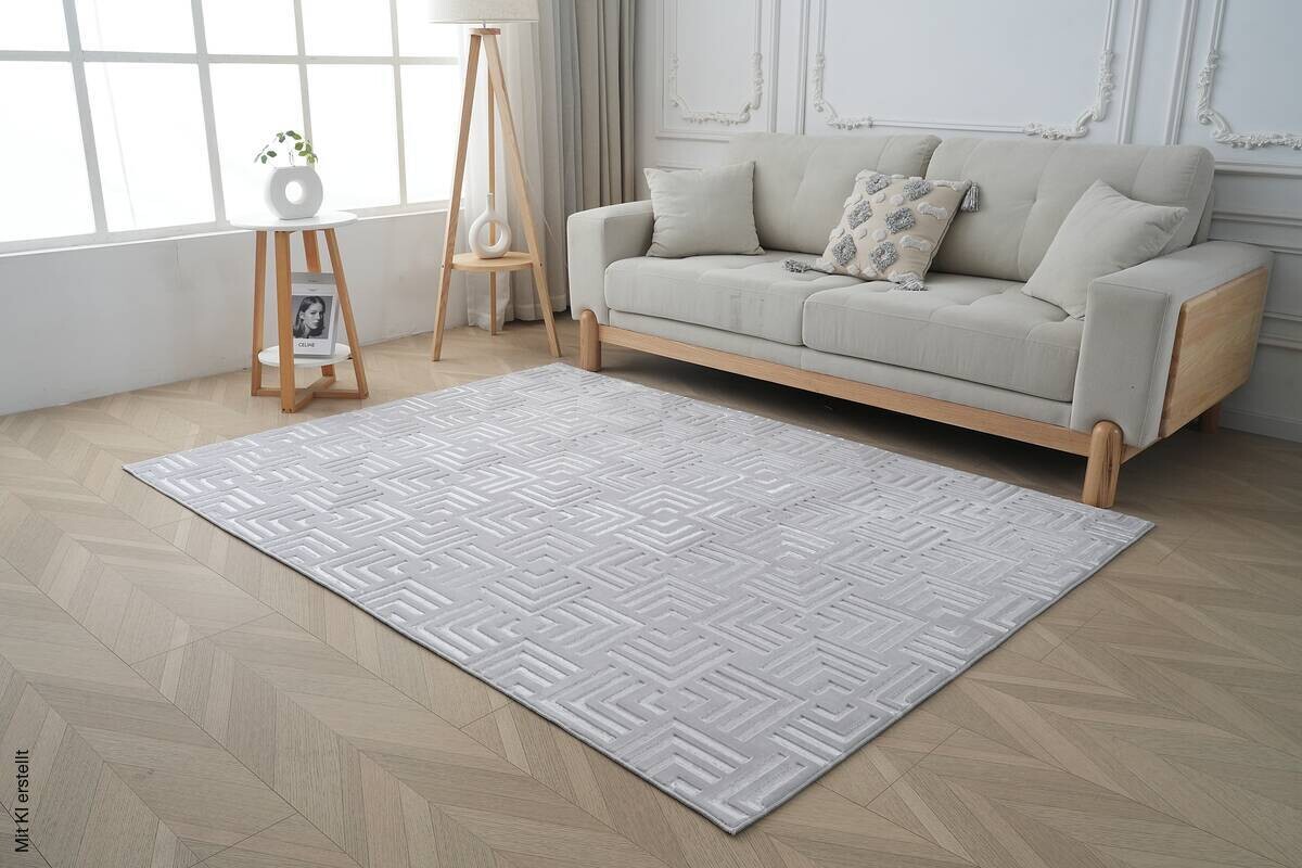 Kayoom Teppich Calma 325 silber B/L: ca. 200x290 cm