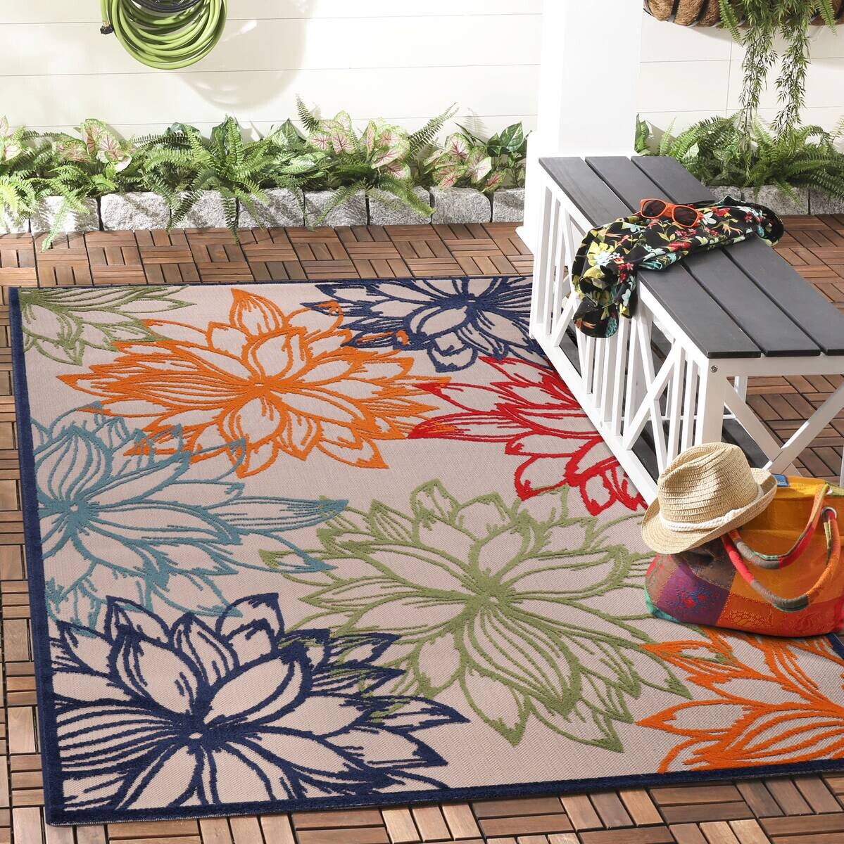 Sanat Outdoorteppich FLORAL bunt B/L: ca. 140x200 cm
