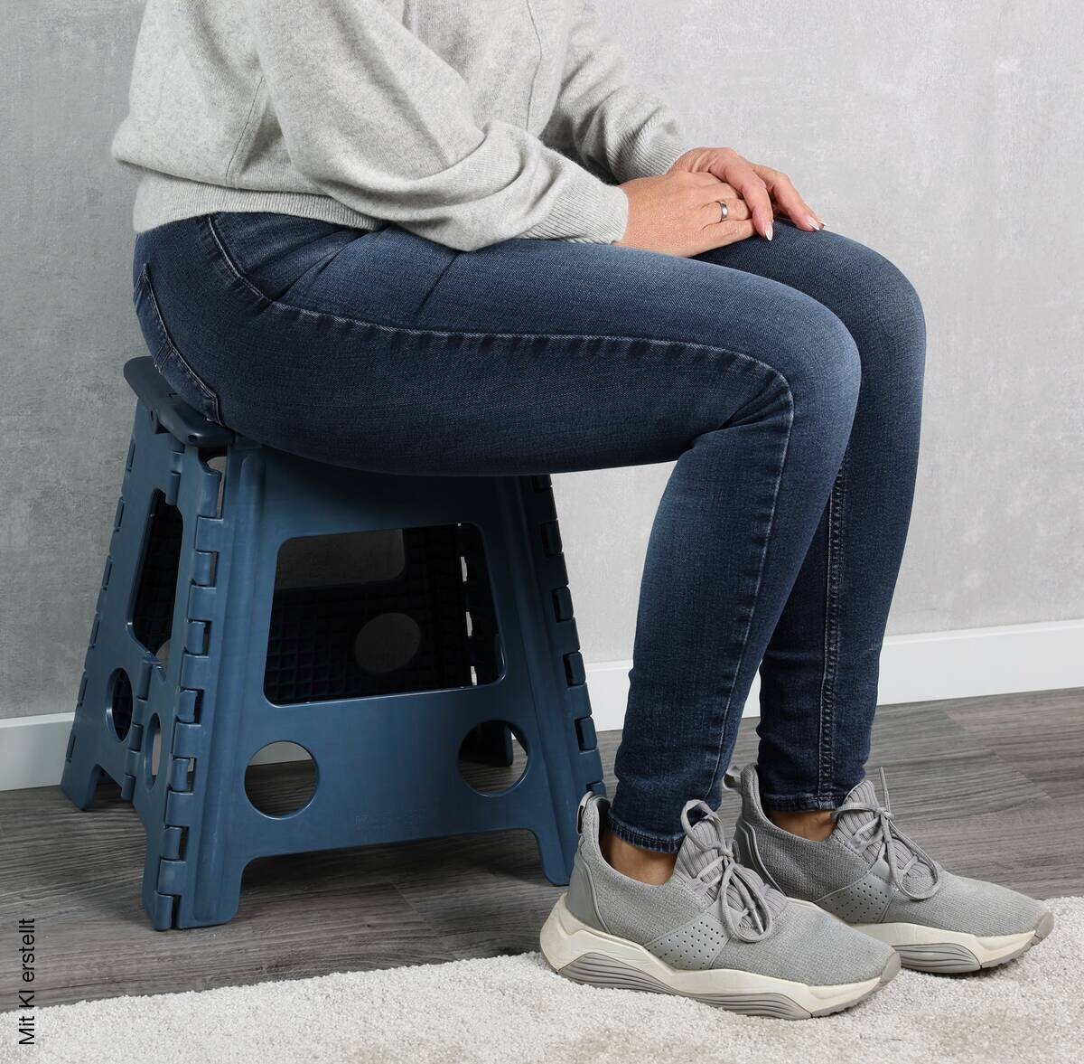 Klapphocker blau B/H/L: ca. 53x4,5x38,5 cm