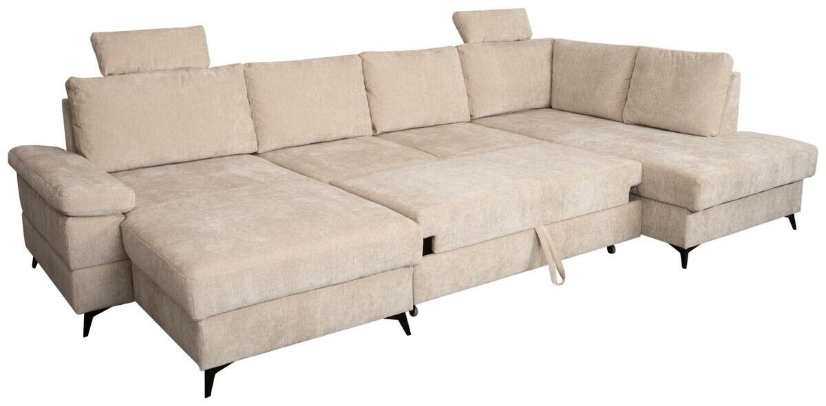 Wohnlandschaft Sara U beige Microfaser B/H/T: ca. 333x87x189 cm