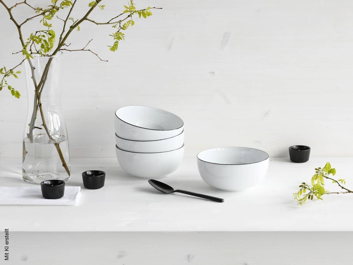 CreaTable Schüssel-Set Allround Black Line weiß Porzellan