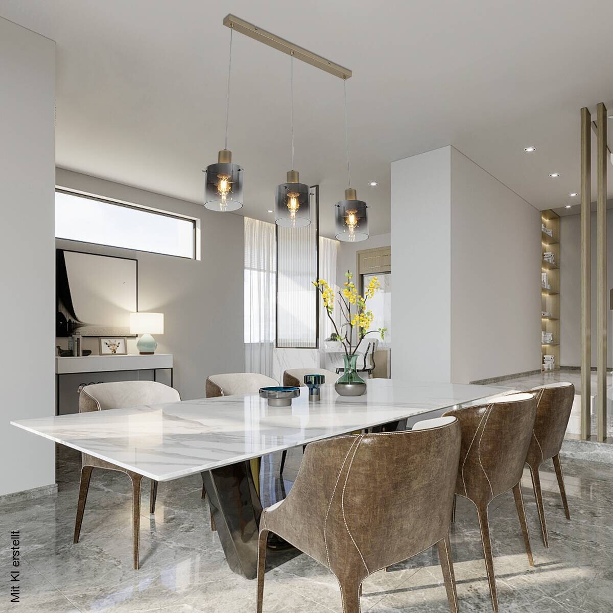 Nolo Pendelleuchte champagner Metall E27 3 Brennstellen