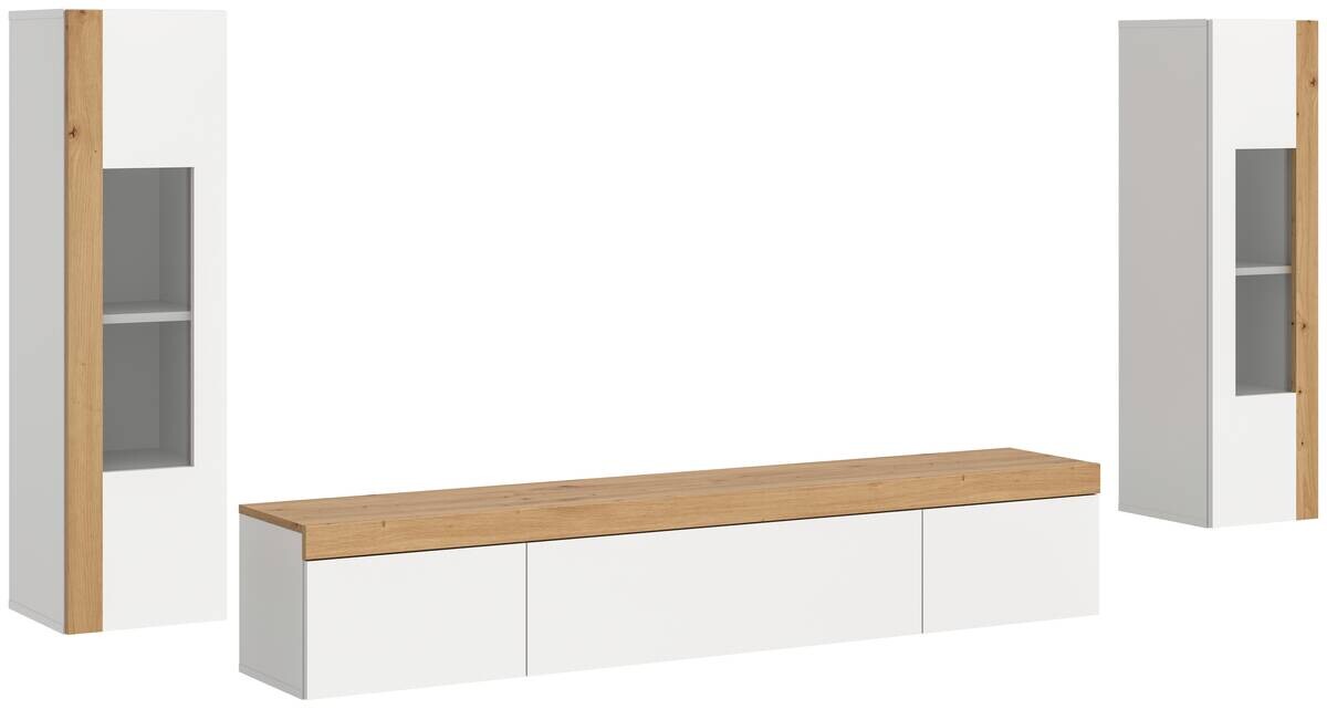 Wohnwand RUDA Artisan Oak Nachbildung weiß B/H/T: ca. 270x34x33 cm