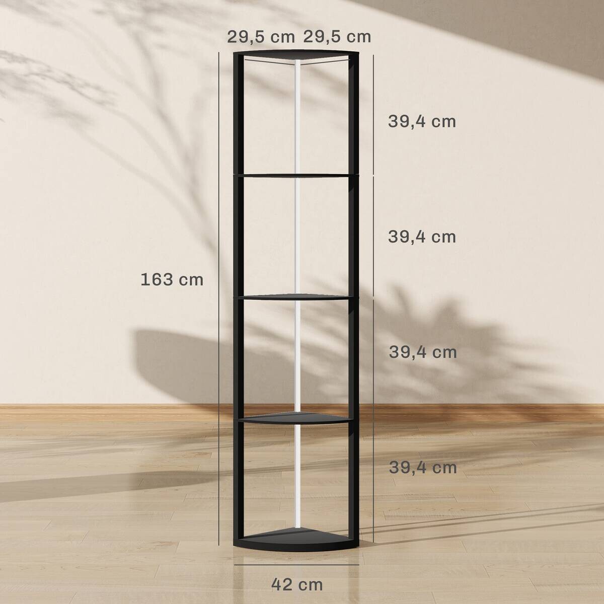 HOMCOM Stehleuchte schwarz MDF B/H/L: ca. 29,5x163x42 cm