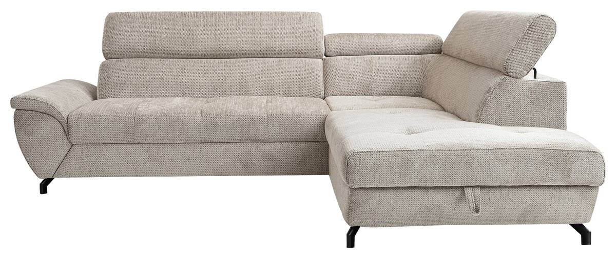 Ecksofa mit Bettfunktion und Bettkasten Greige Microfaser B/H/T: ca. 263x77x210 cm