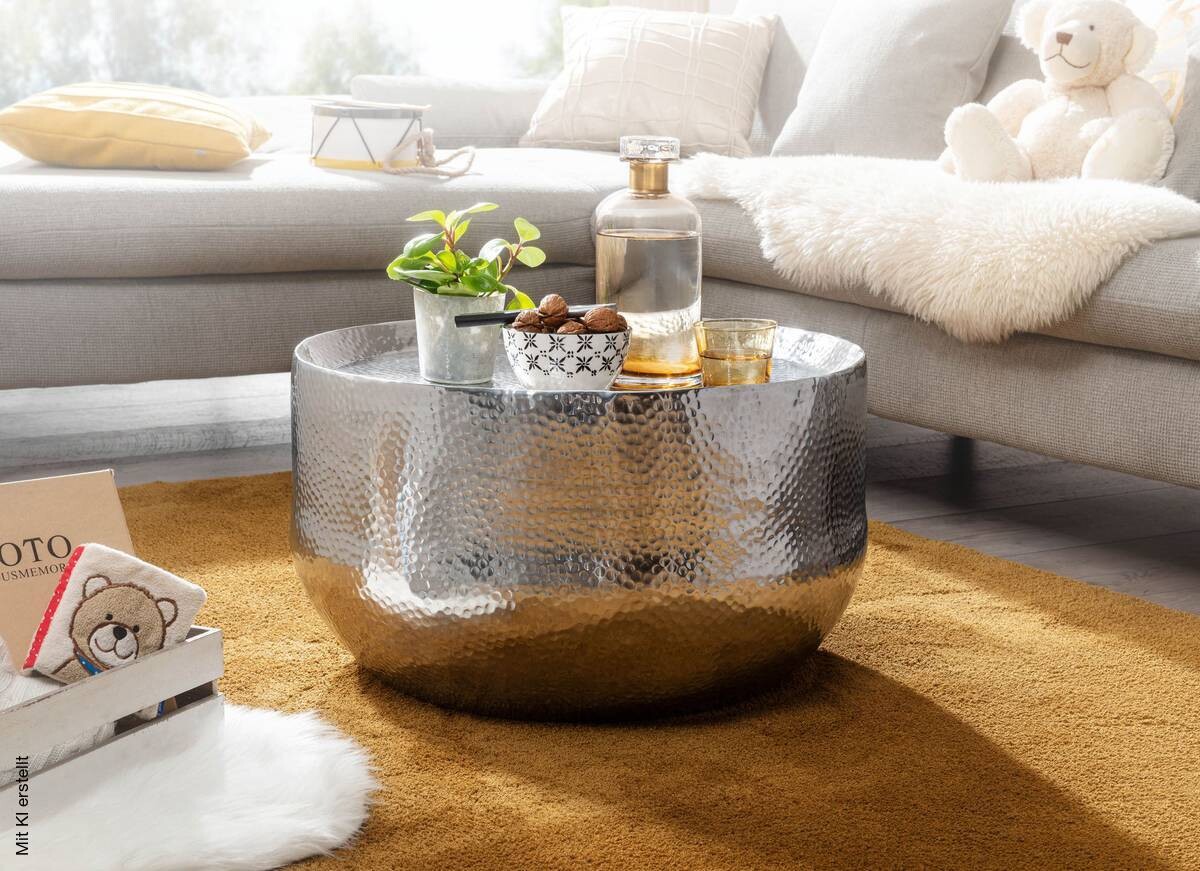 Couchtisch silber B/H/T: ca. 60x35x60 cm