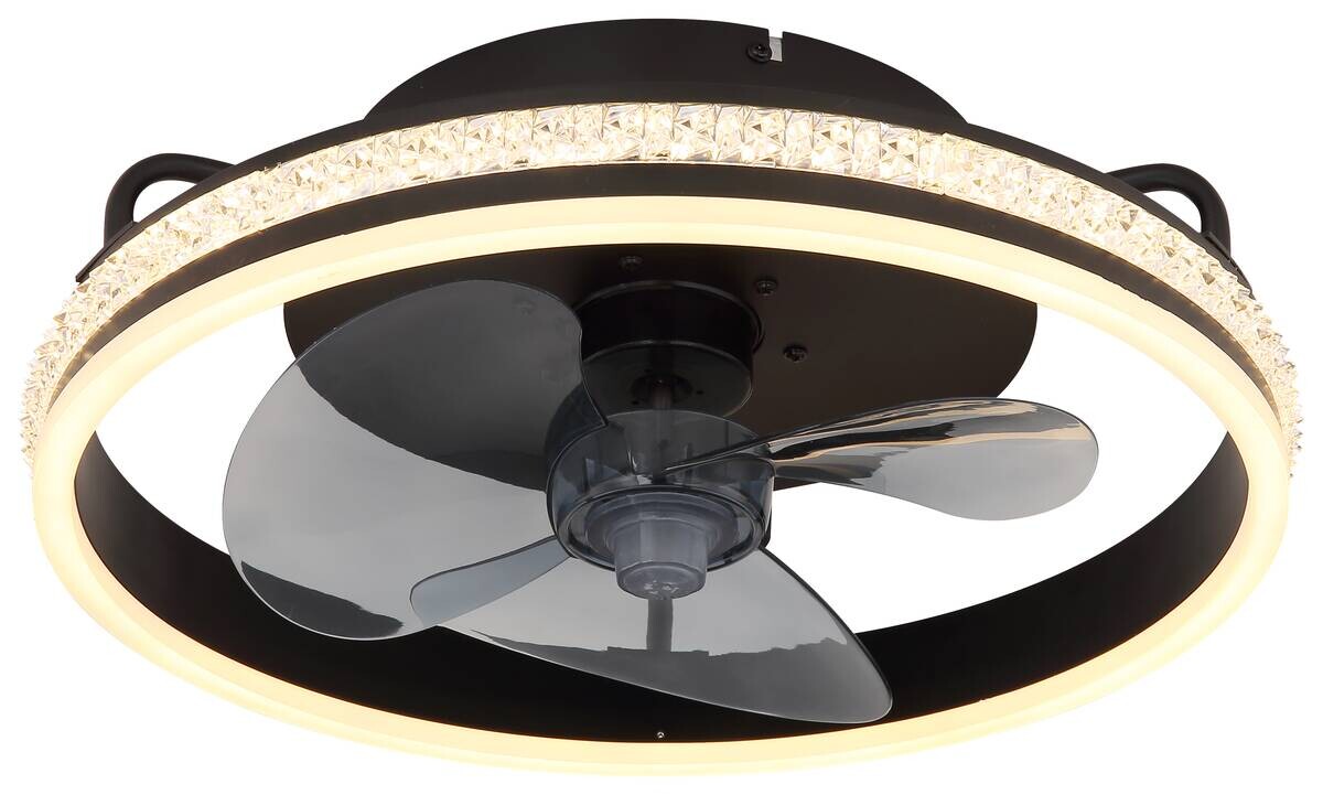 GLOBO Deckenventilator Cataleya transparent schwarz H/D: ca. 14,5x40 cm max. 29 W
