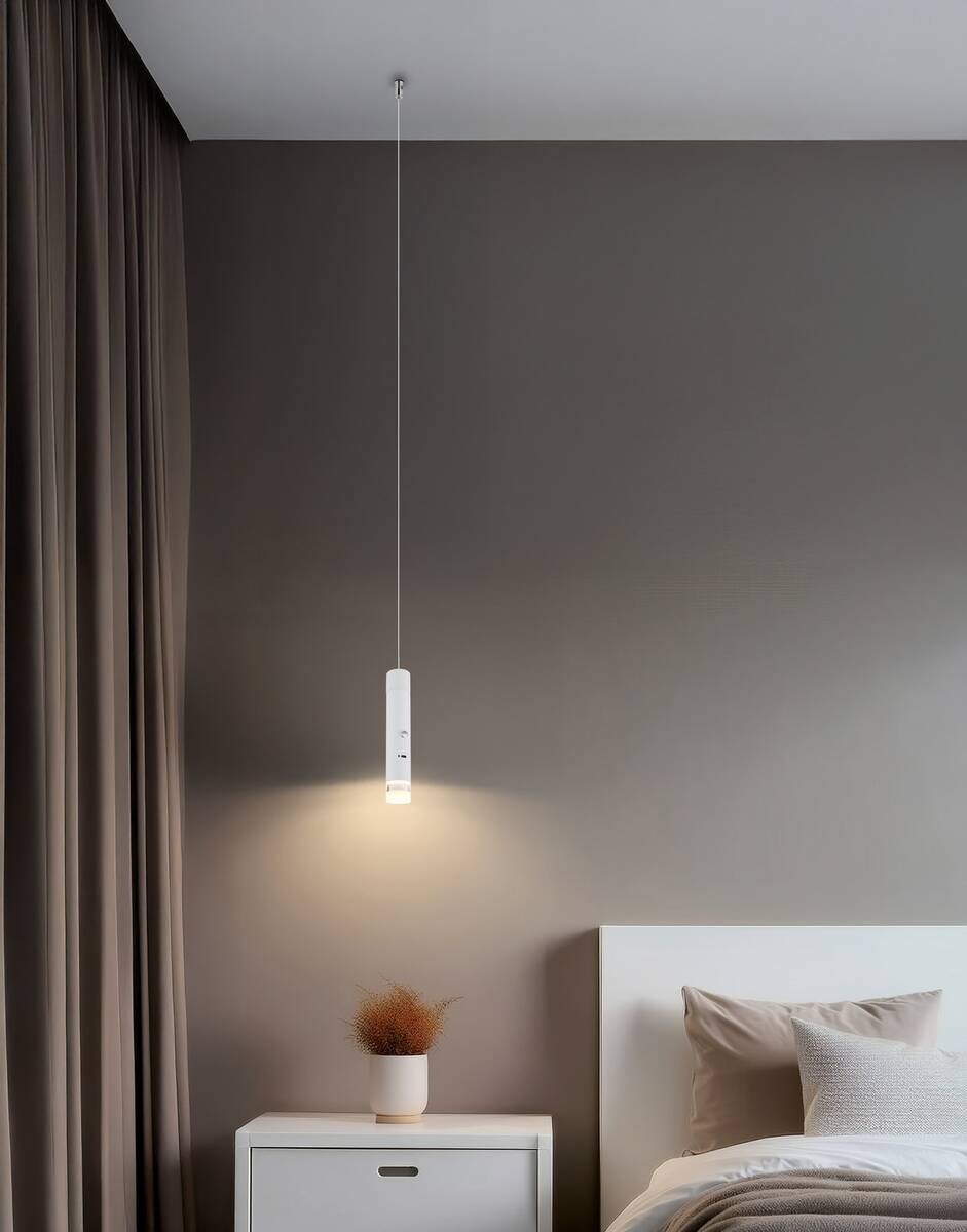 GLOBO LED-Hängeleuchte weiß klar Metall Acryl H/D: ca. 120x3,8 cm 1.0 Brennstellen