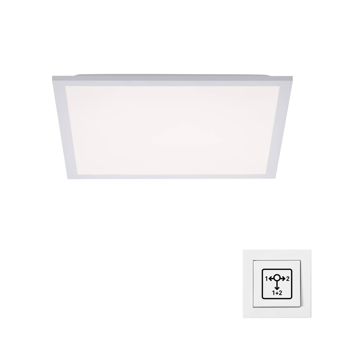 Just Light Deckenleuchte 12201-16 Flat weiß Kunststoff B/H/L: ca. 45x6x45 cm 1 Brennstellen