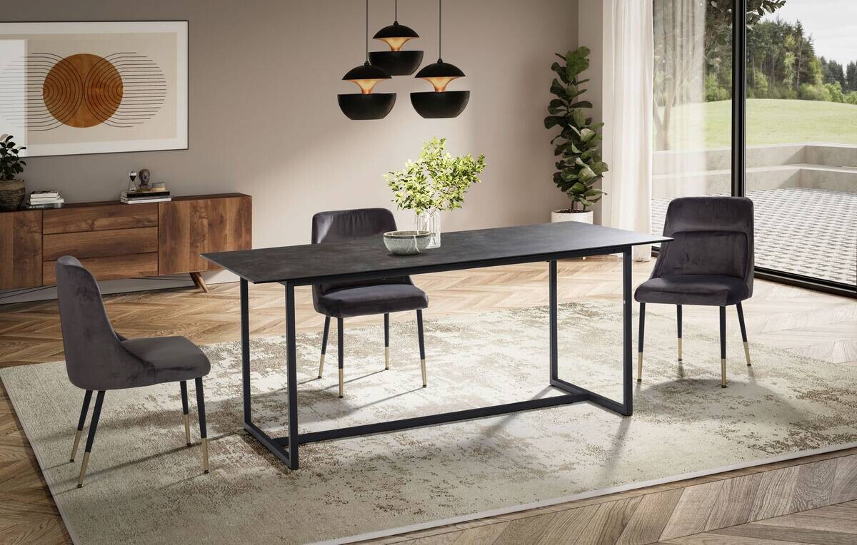 Esstisch schwarz Marmor Optik B/H/T: ca. 180x76x90 cm