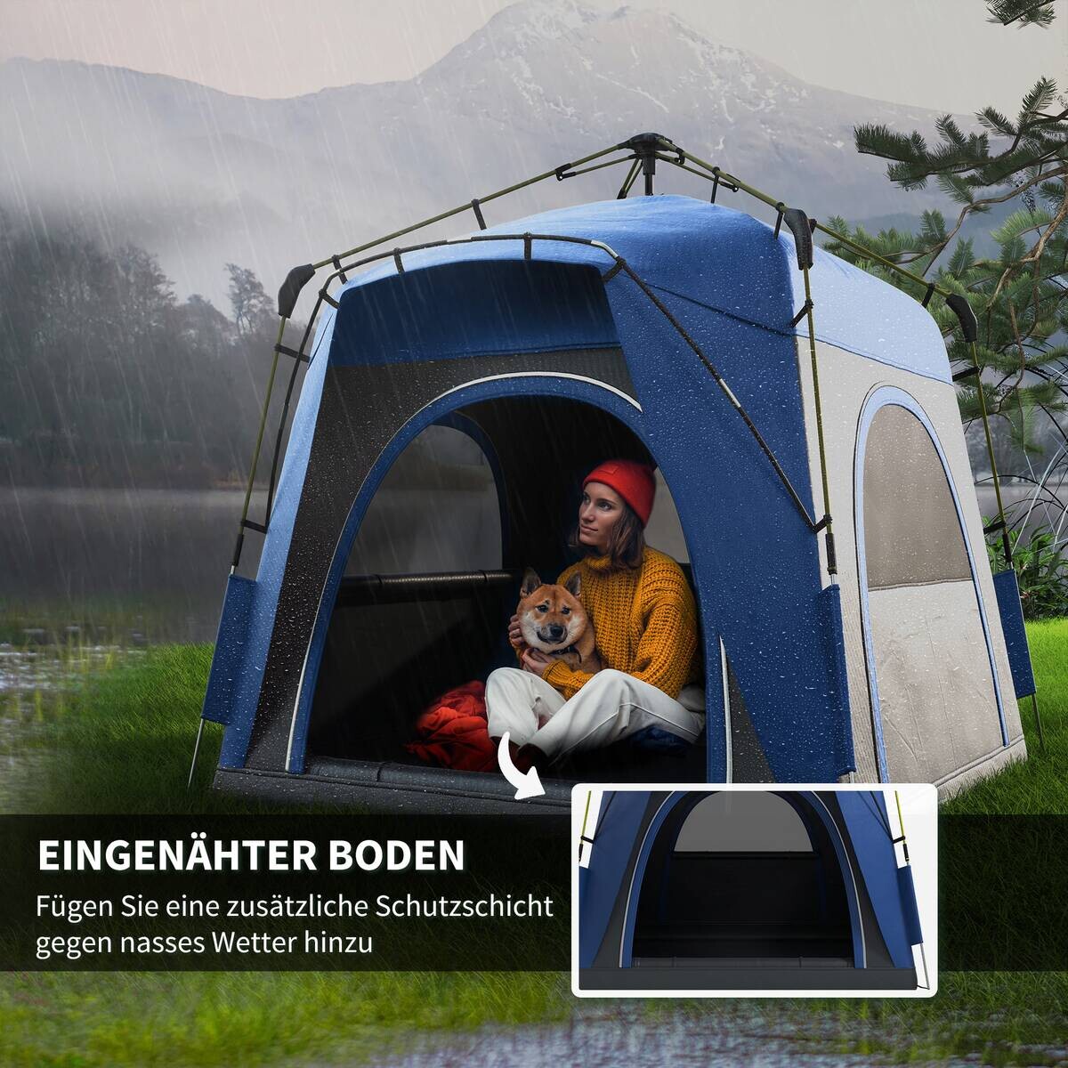 Outsunny Campingzelt blau Aluminium B/H/L: ca. 240x199x240 cm