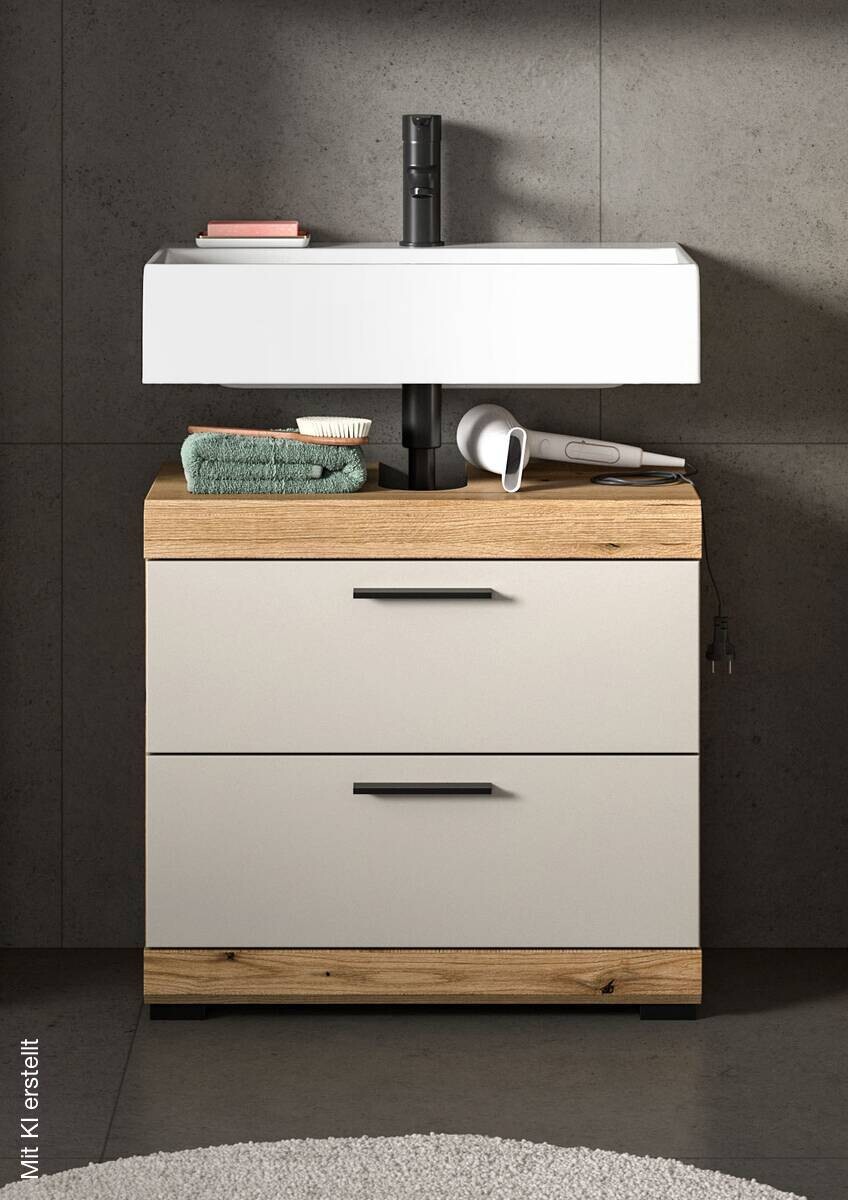 Waschbeckenunterschrank Scout Evoke Oak Nachbildung Kaschmirgrau Nachbildung B/H/T: ca. 60x56x34 cm