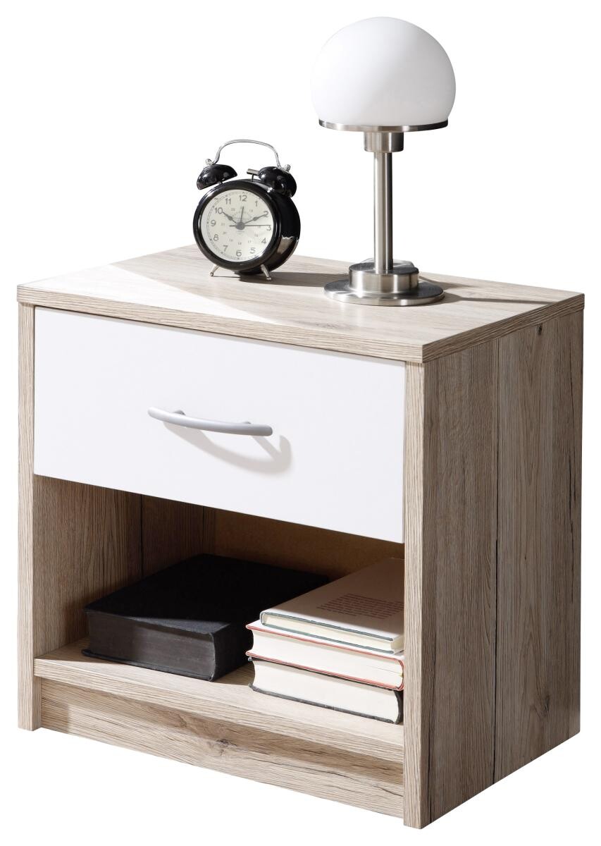 Nachtkonsole Pepe Eiche San-Remo Nachbildung weiß B/H/T: ca. 39x41x28 cm