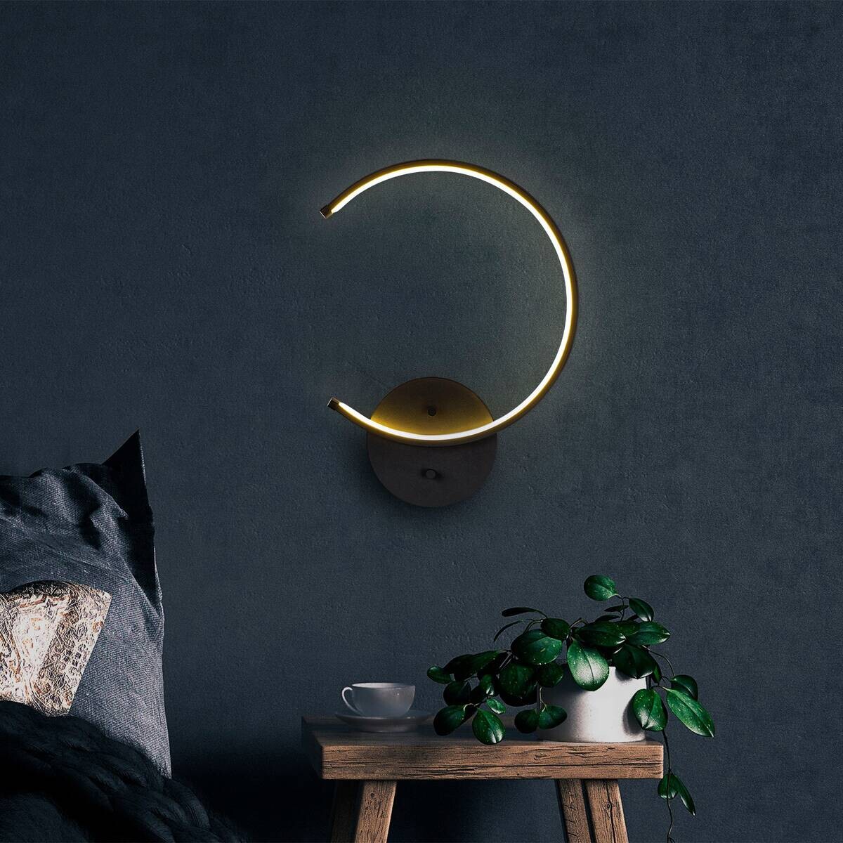 Opviq Wandleuchte Moon schwarz Metall B/H/T/L: ca. 33x46x6x33 cm