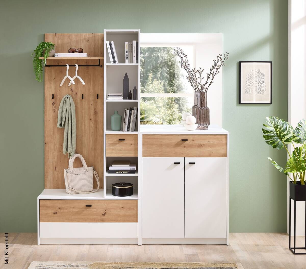 Garderobe Venlo weiß Eiche Artisan Nachbildung B/H/T: ca. 169x196x38 cm