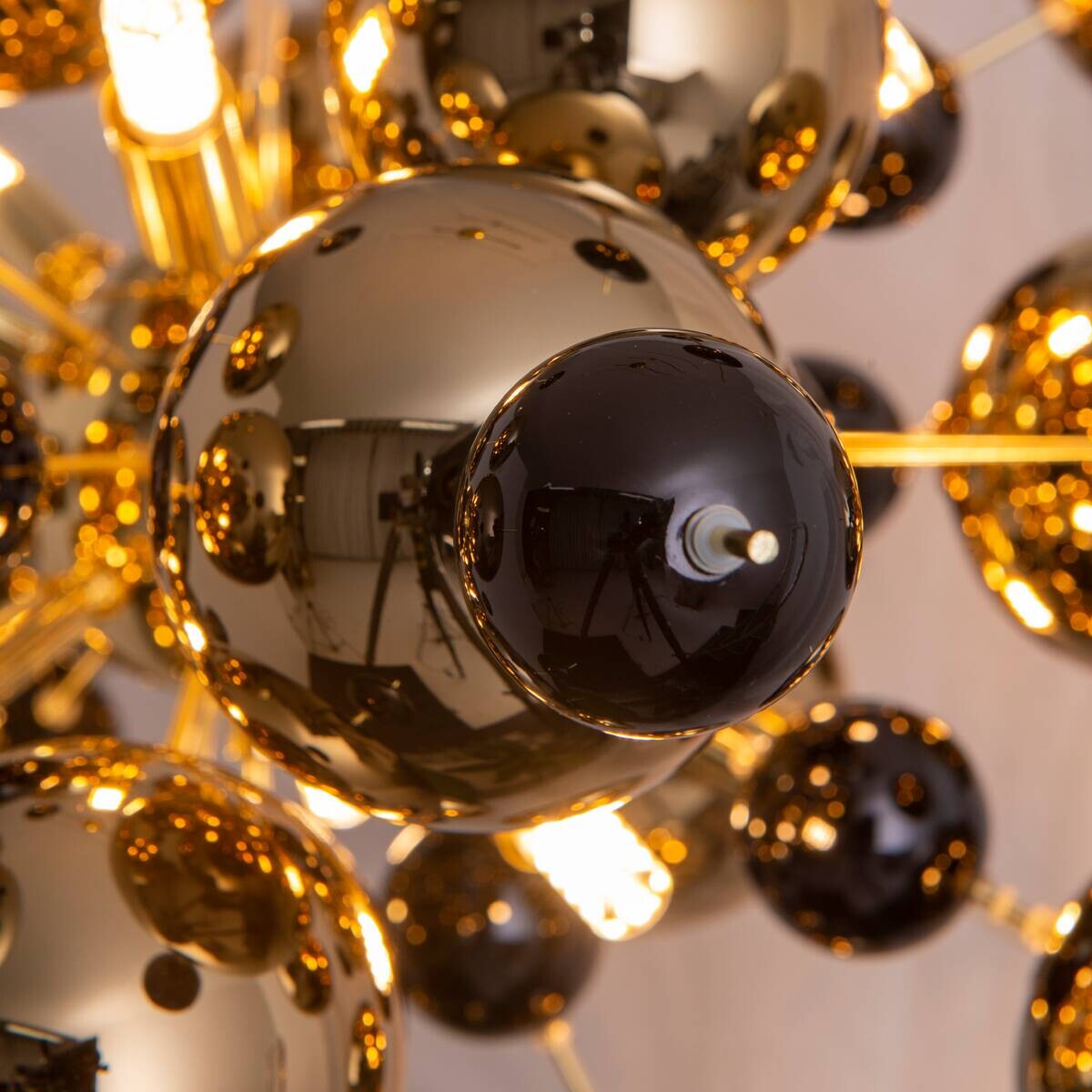 Näve Leuchten Pendelleuchte 7026458 gold Glas Metall B/H/T: ca. 65x150x65 cm G9 10 Brennstellen