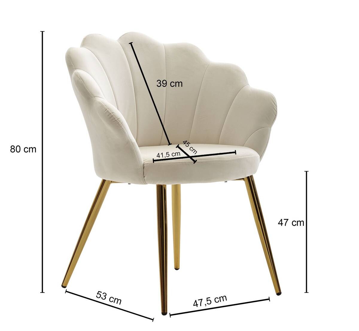 Stuhl weiß Stoff B/H/T: ca. 47,5x80x53 cm