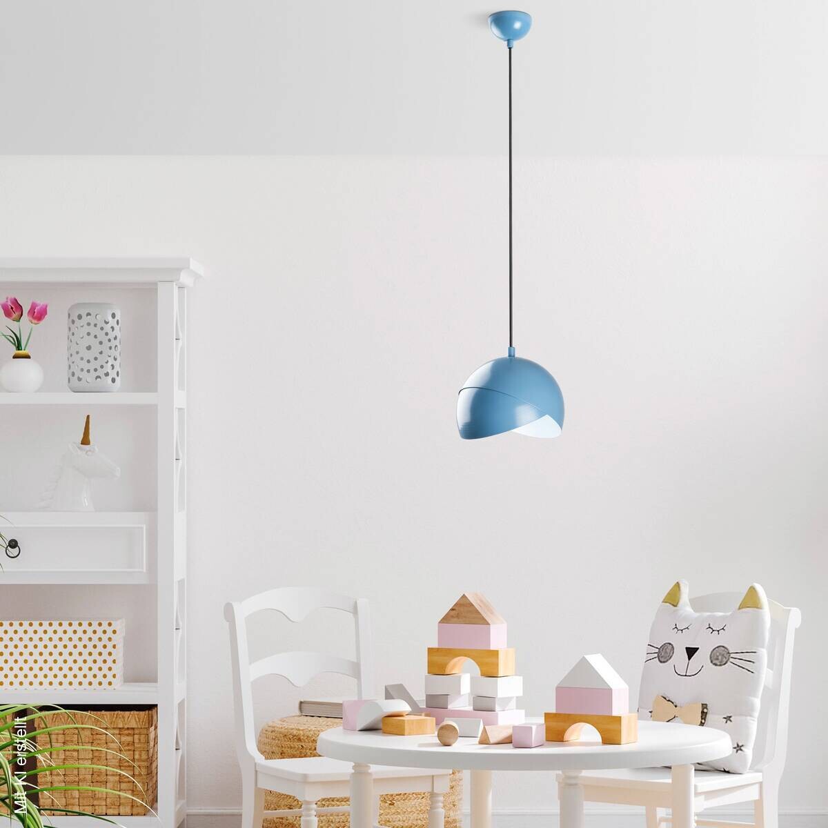 Opviq Pendelleuchte blau B/H/T: ca. 20x114x20 cm E27 1 Brennstellen