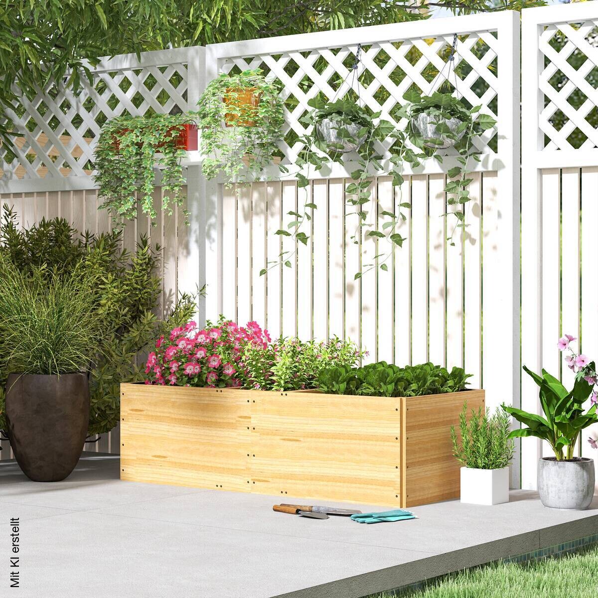 Outsunny Hochbeet natur Holz B/H/L: ca. 60x40x140 cm