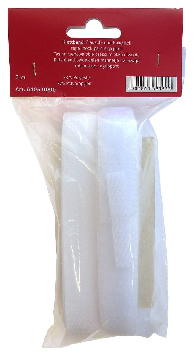 Klettband weiß 73% Polyester, 27% Polypropylen L: ca. 300 cm