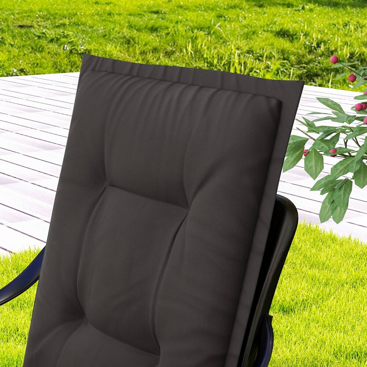 Outsunny Sitzkissen 4er Set dunkelgrau Polyester B/H/L: ca. 50x5x108 cm
