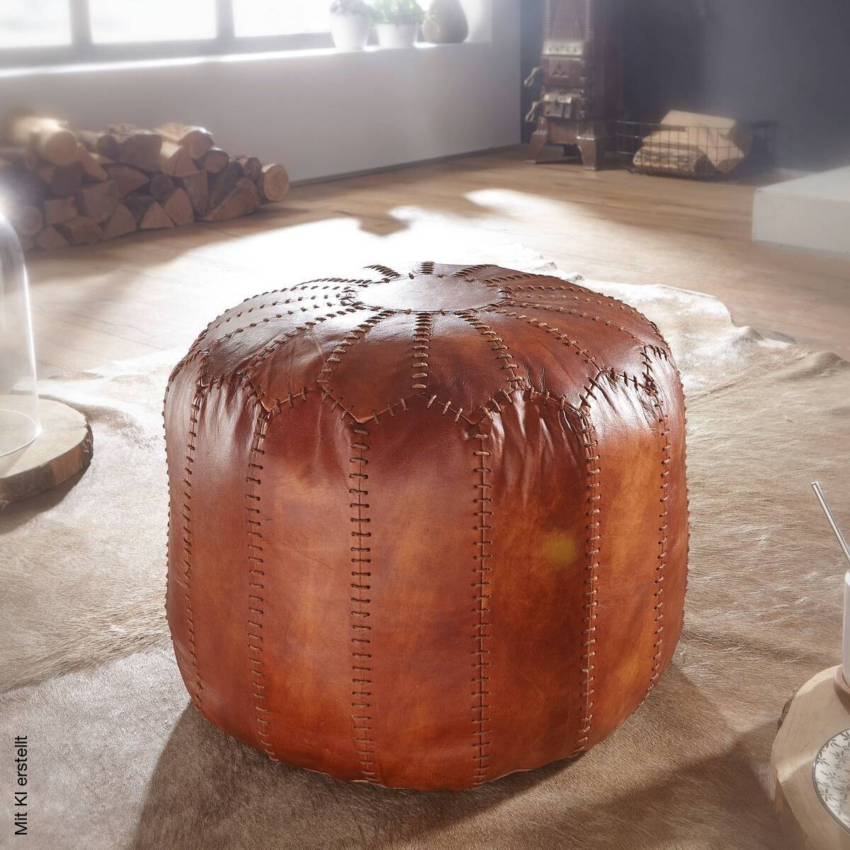 Wohnling Sitzhocker braun Leder B/H/T: ca. 52x42x52 cm