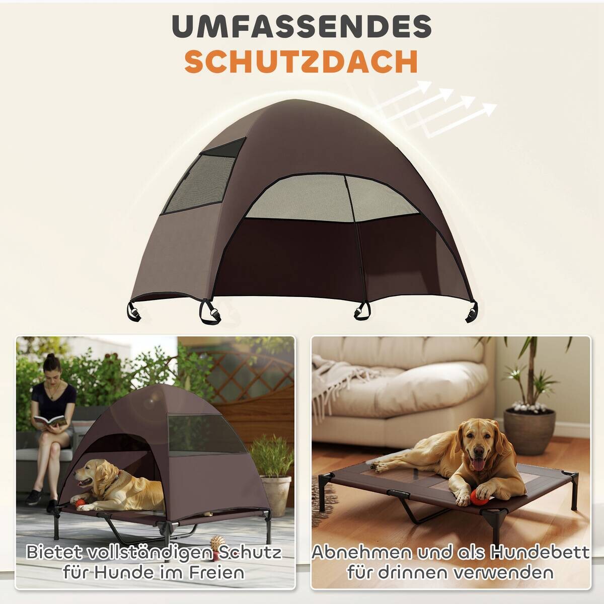PawHut Hundeliege kaffee Stahl B/H/L: ca. 76x90x91 cm