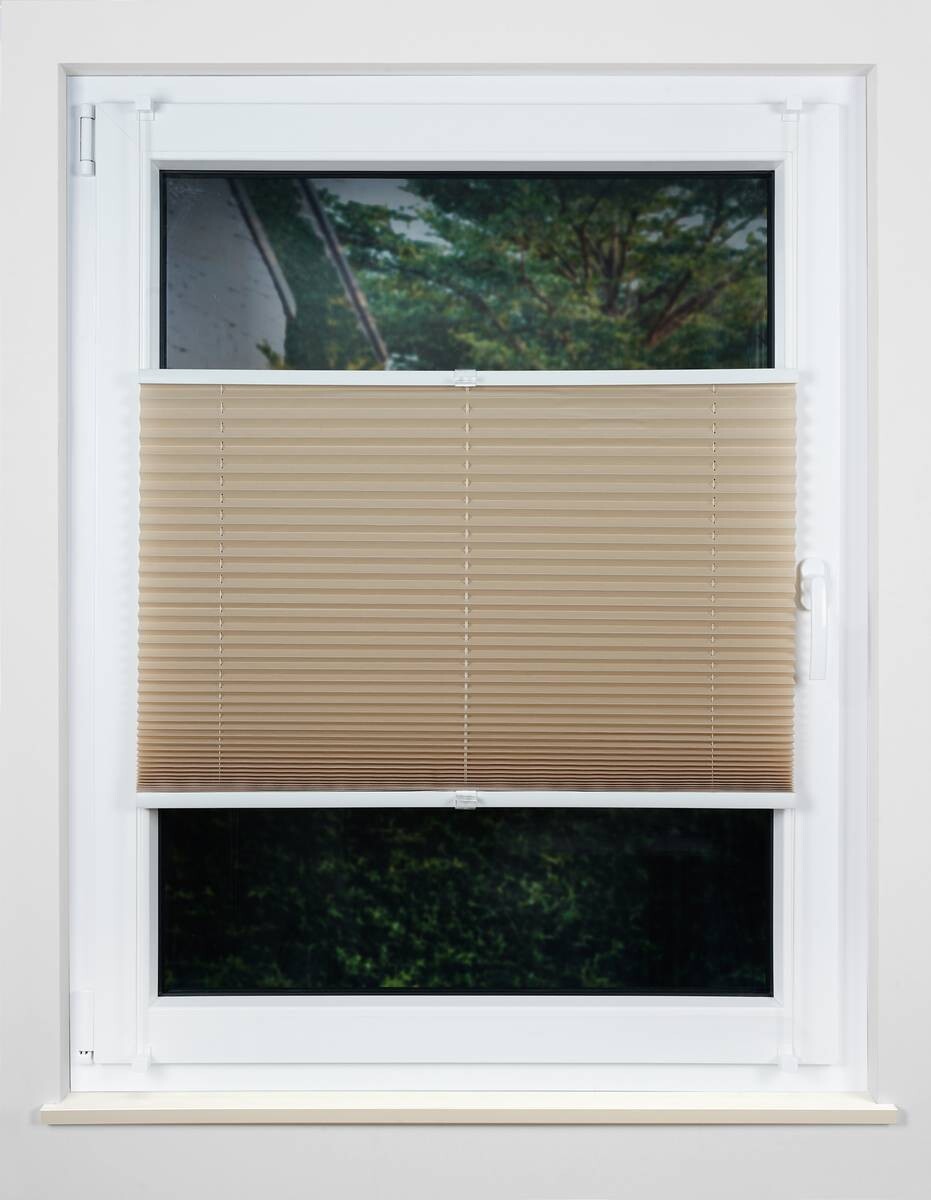 Hochwertiges Klemmplissee sand B/L: ca. 50x130 cm