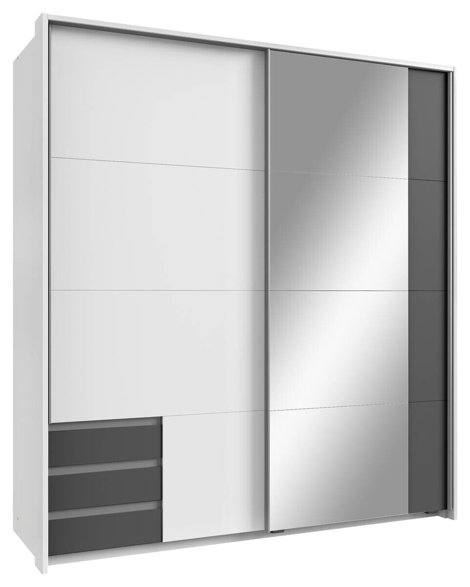 Schwebetürenschrank Emden weiß Graphit B/H/T: ca. 179x198x64 cm