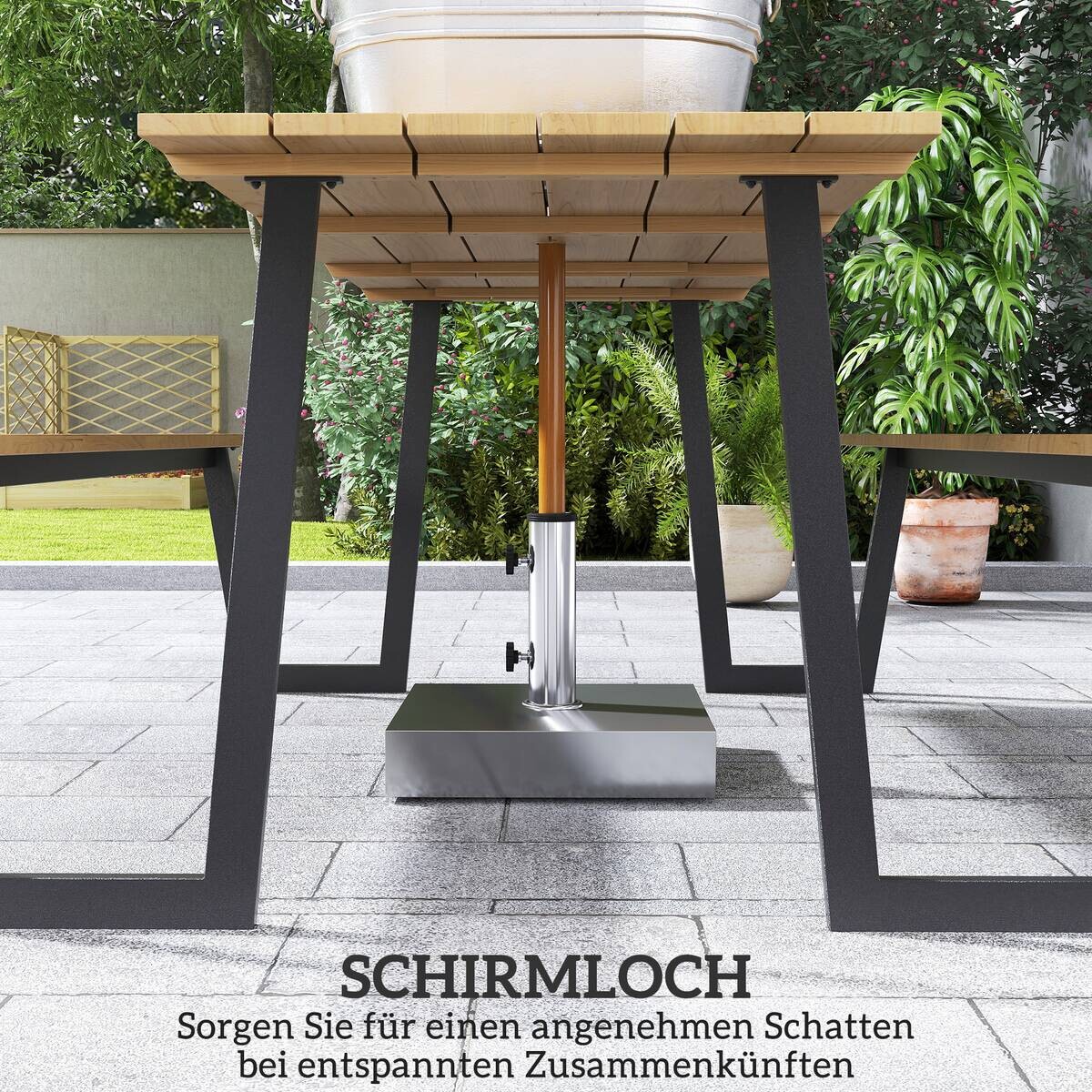 Outsunny Bierzeltgarnitur Holzoptik Holz B/H/L: ca. 148x78x175 cm