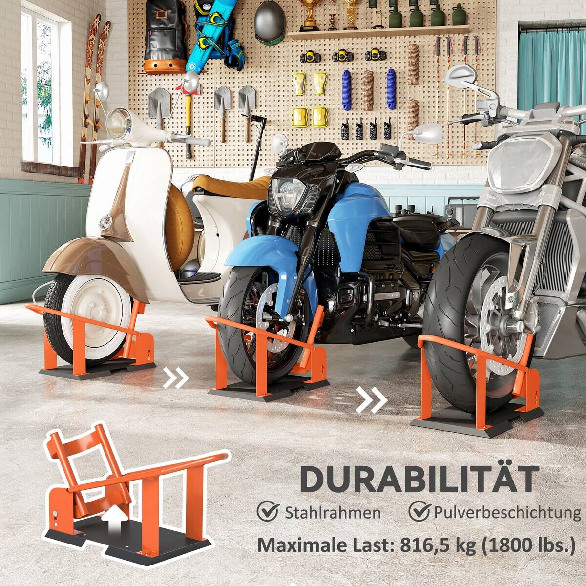 HOMCOM Motorradständer orange B/H/T/L: ca. 27x33,5x27x71,5 cm